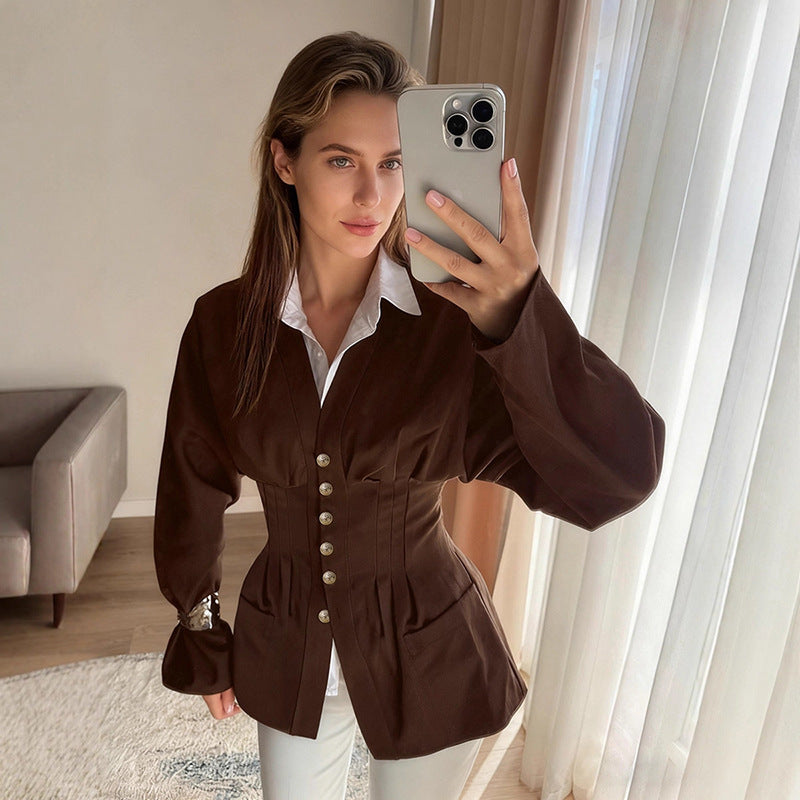Damen taillierter Korsett-Blazer mit Zierknopfleiste Shop Nory