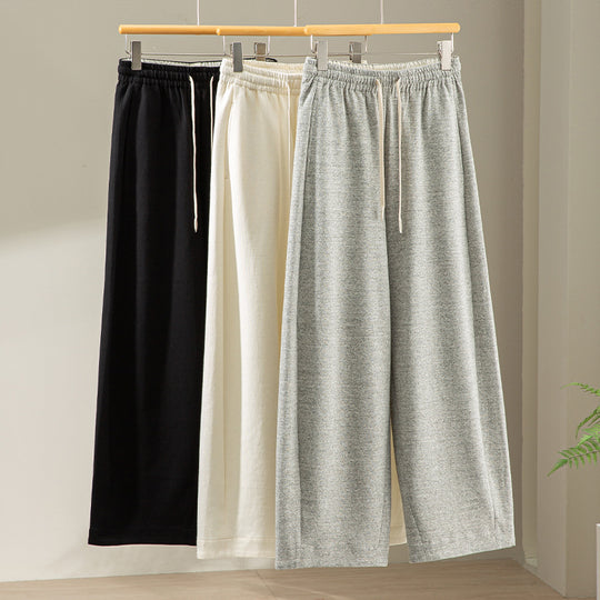 Damen Weite High‑Waist Loungehose aus weichem Baumwollmix mit Elastikbund und Tunnelzug Shop Nory