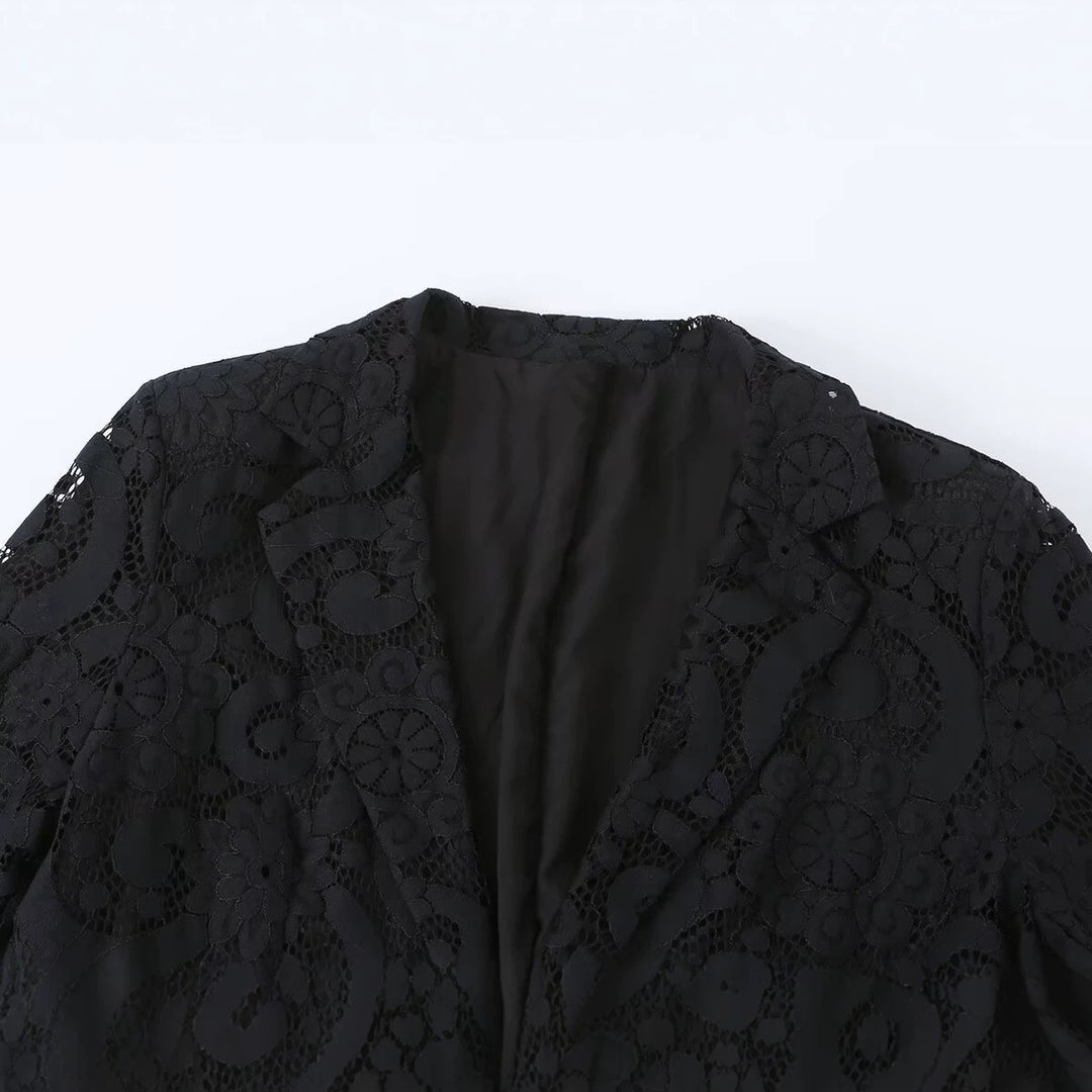 Damen Spitzenblazer mit floraler Lochspitze und femininer Silhouette Shop Nory