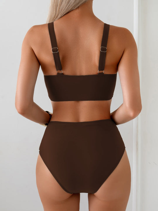 Damen Hochtailliertes Bikini-Set mit elegantem Wickeldesign