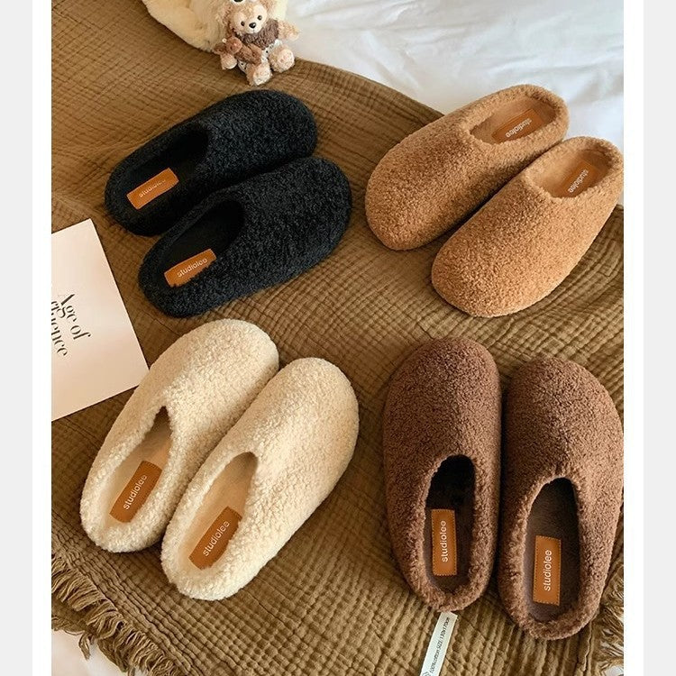 Damen Kuschelige Teddy-Filz Hausschlappen mit geschlossener Kappe und gepolstertem Fußbett Shop Nory