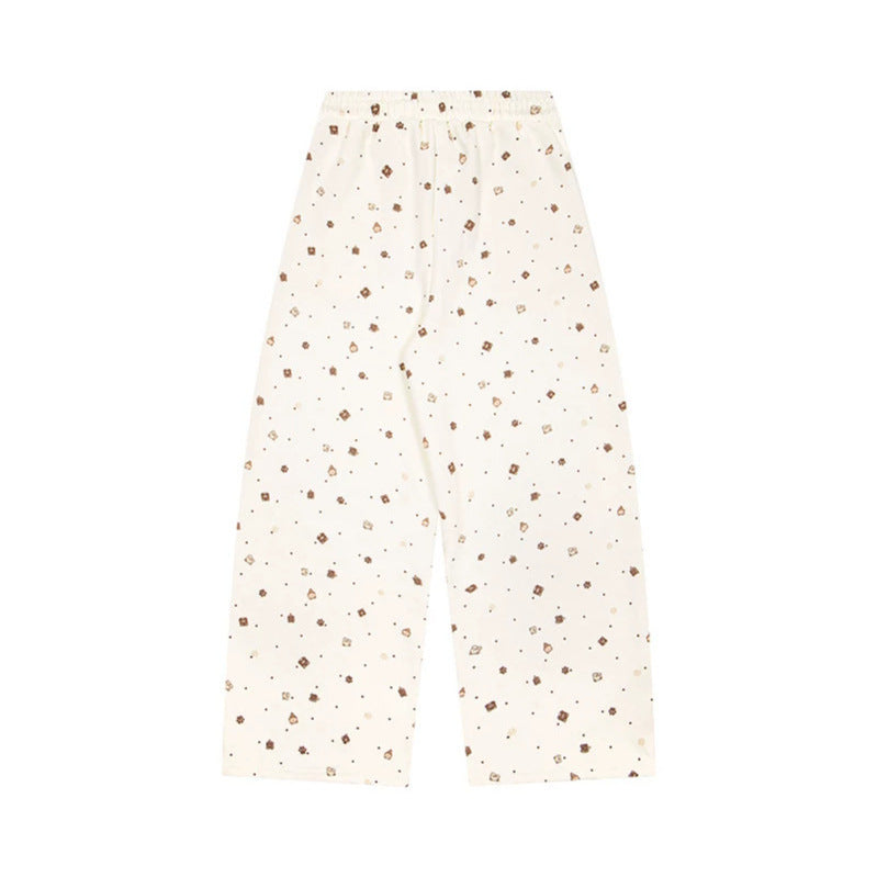 Damen Weite Loungehose im Culotte‑Stil mit elastischem Komfortbund und süßem Bären‑Print Shop Nory