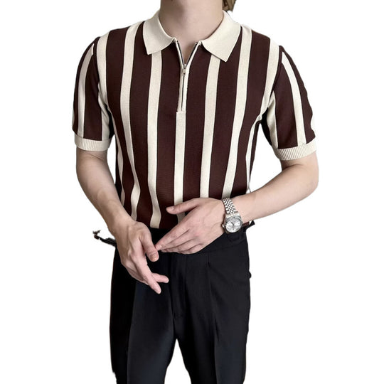 Herren Modisches Kurzarm-Polohemd mit Reißverschluss Shop Nory