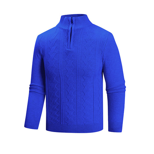 Herren Feinstrick-Halbzipp-Pullover mit Zopfmuster und Stehkragen Shop Nory