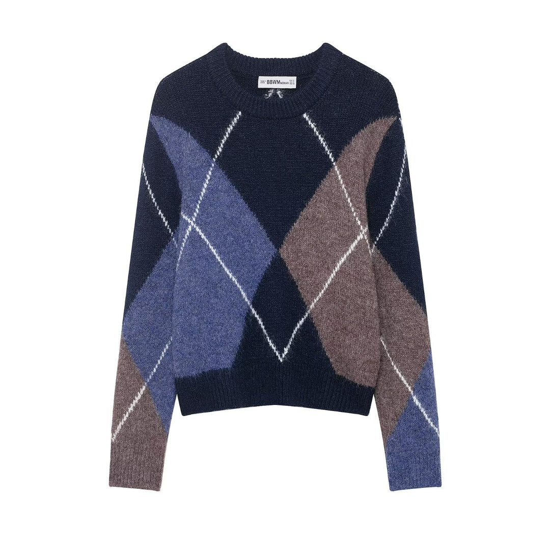 Damen Oversized Rautenstrickpullover mit Mohaireffekt Shop Nory