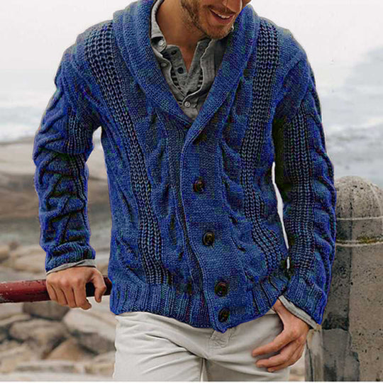 Herren grobstrick Cardigan mit Schalkragen und Zopfmuster Shop Nory