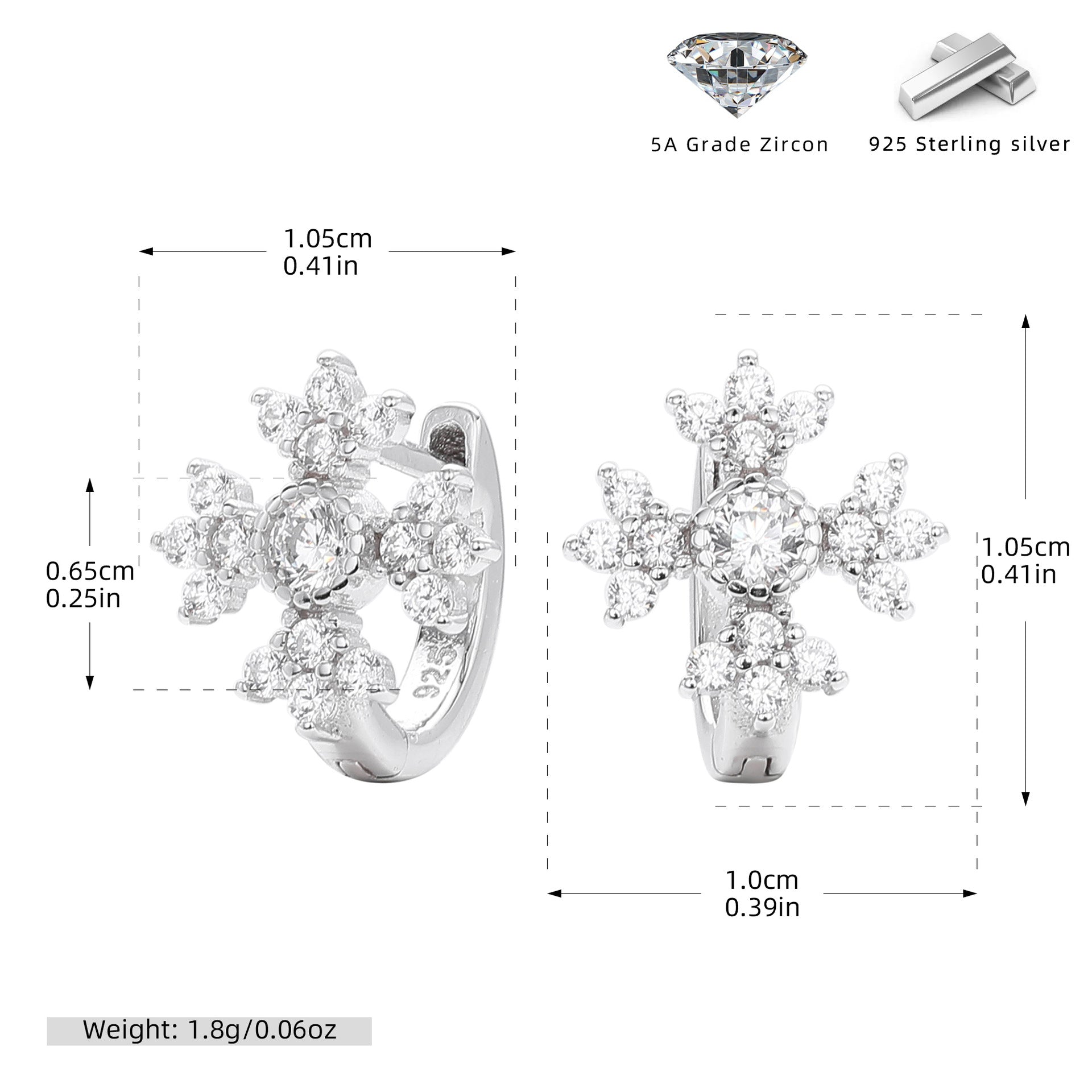 Damen Ohrhänger mit funkelndem Zirkon und goldfarbener 925 Sterlingsilber-Fassung Shop Nory