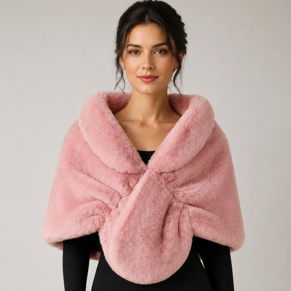 Damen Elegante Kunstpelz Stola im Capelet‑Schnitt Shop Nory
