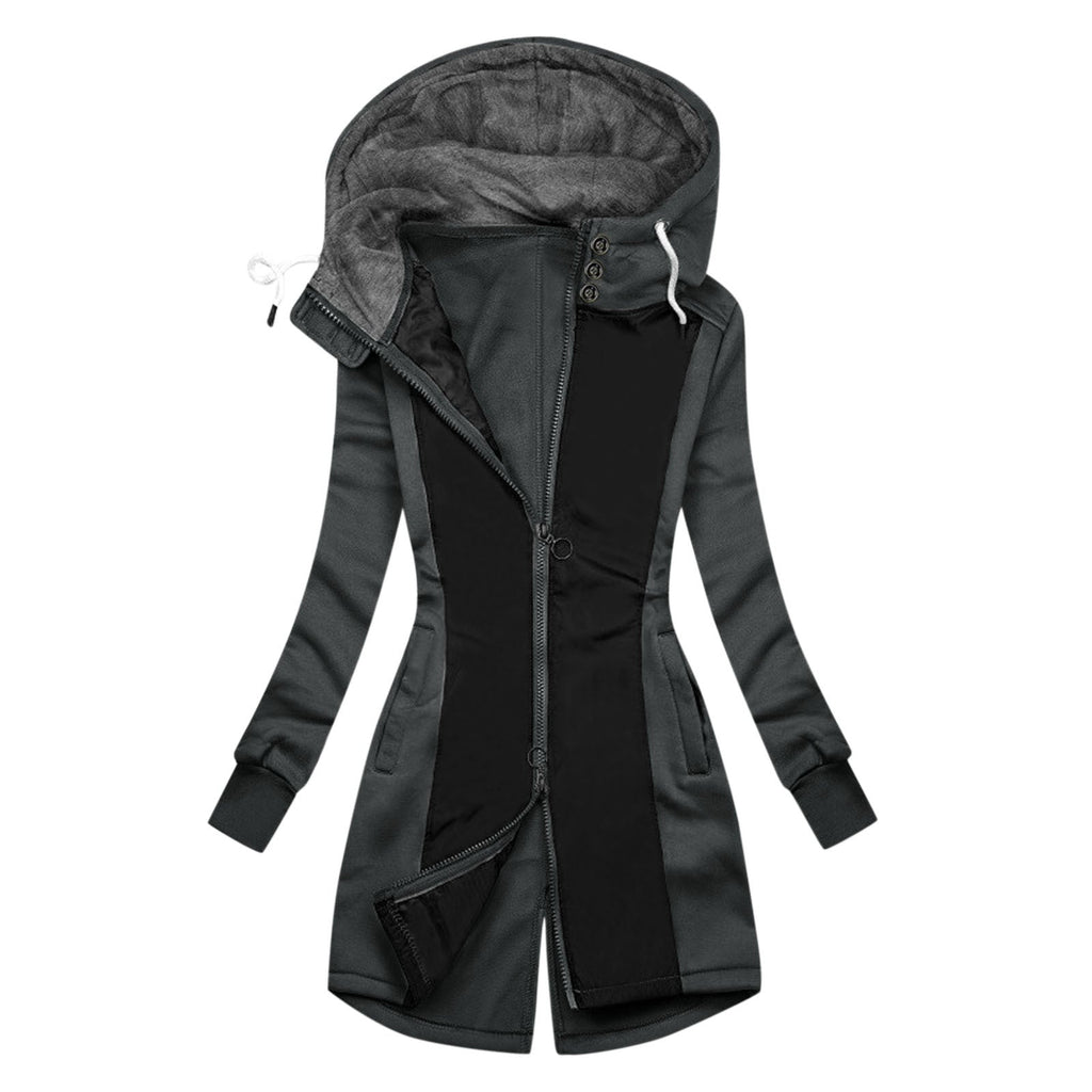 Damen sportliche Windbreaker-Jacke mit hohem Kragen und warmem Innenfutter Shopnory