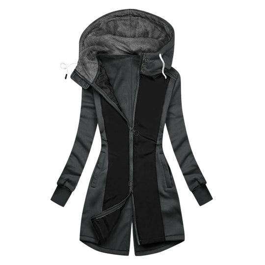Damen sportliche Windbreaker-Jacke mit hohem Kragen und warmem Innenfutter Shopnory