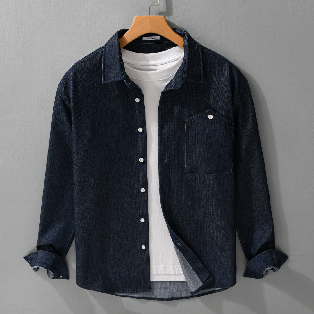 Herren Denim-Overshirt im Hemdjackenstil mit Brusttasche und durchgehender Knopfleiste Shop Nory