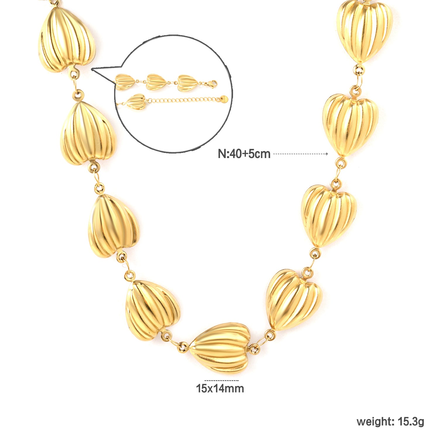 Damen Halskette mit herzförmigen Anhängern und verstellbarem Verschluss Shop Nory