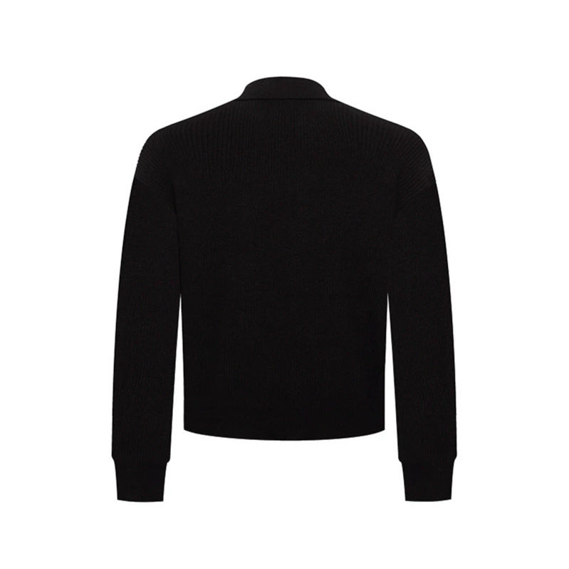 Herren Doppelreihige Strickcardigan mit Hemdkragen und Rippbündchen Shop Nory