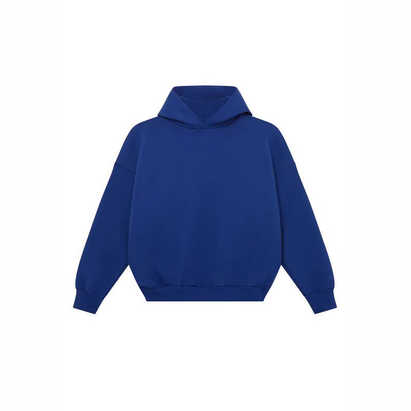 Unisex minimalistischer Kapuzenpullover ohne Kängurutasche mit überschnittener Schulter und geripptem Saum Shop Nory