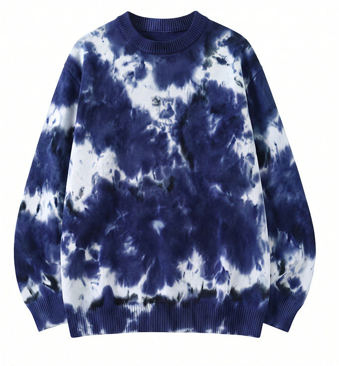 Herren Oversized Batik-Pullover mit Rundhalsausschnitt und Rippbündchen Shop Nory