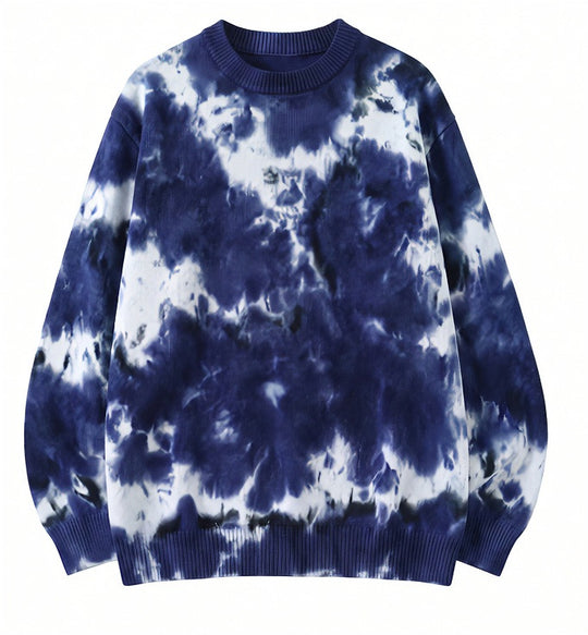Herren Oversized Batik-Pullover mit Rundhalsausschnitt und Rippbündchen Shop Nory