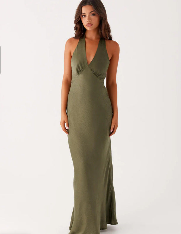 Damen Elegantes Wickelkleid mit V-Ausschnitt und schmalem, fließendem Schnitt