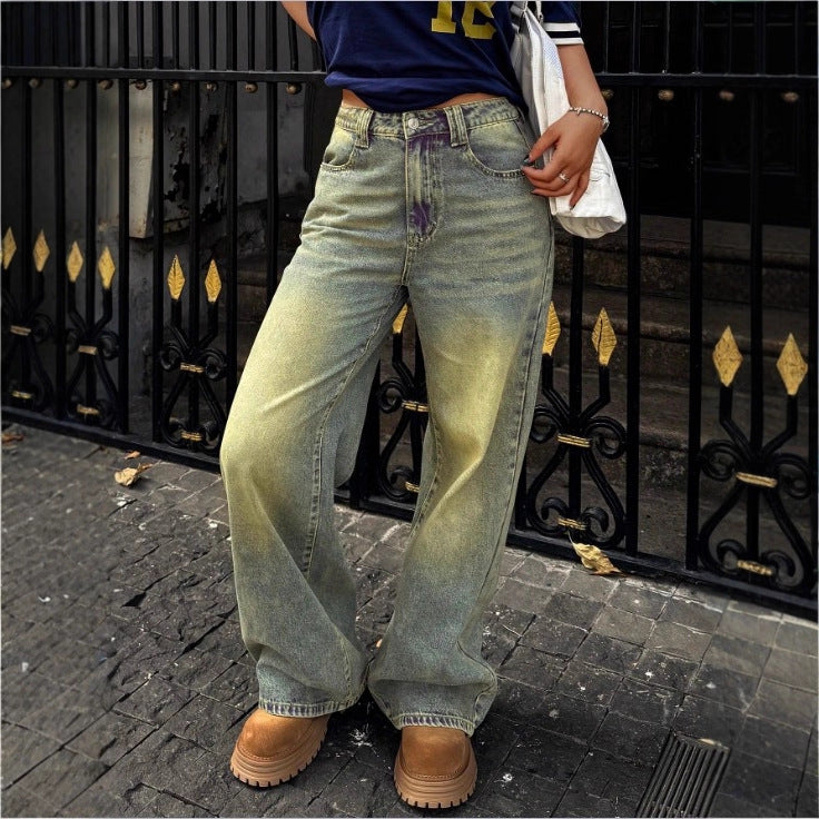 Damen High-Waist Weite Denim‑Hose mit Palazzo‑Schnitt Shop Nory
