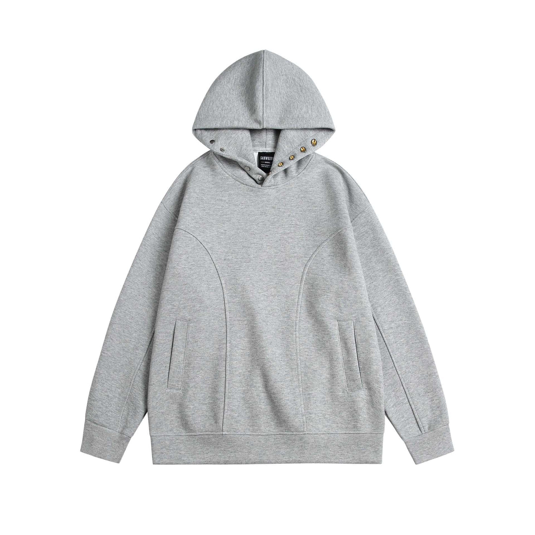 Unisex Oversize Kapuzenpullover mit Druckknopffunnel und Teilungsnähten Shop Nory