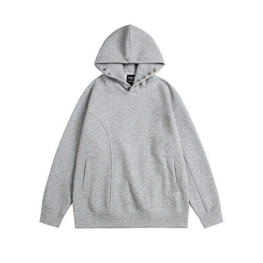 Unisex Oversize Kapuzenpullover mit Druckknopffunnel und Teilungsnähten Shop Nory