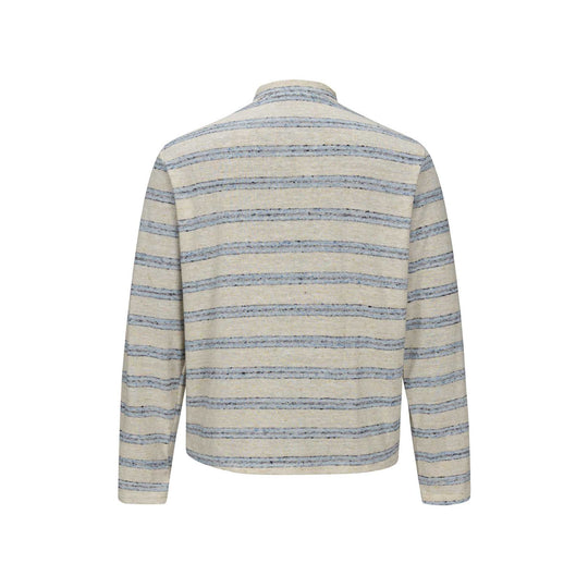 Herren Gestreiftes Feinstrick-Henley mit Stehkragen und durchgehender Knopfleiste Shop Nory