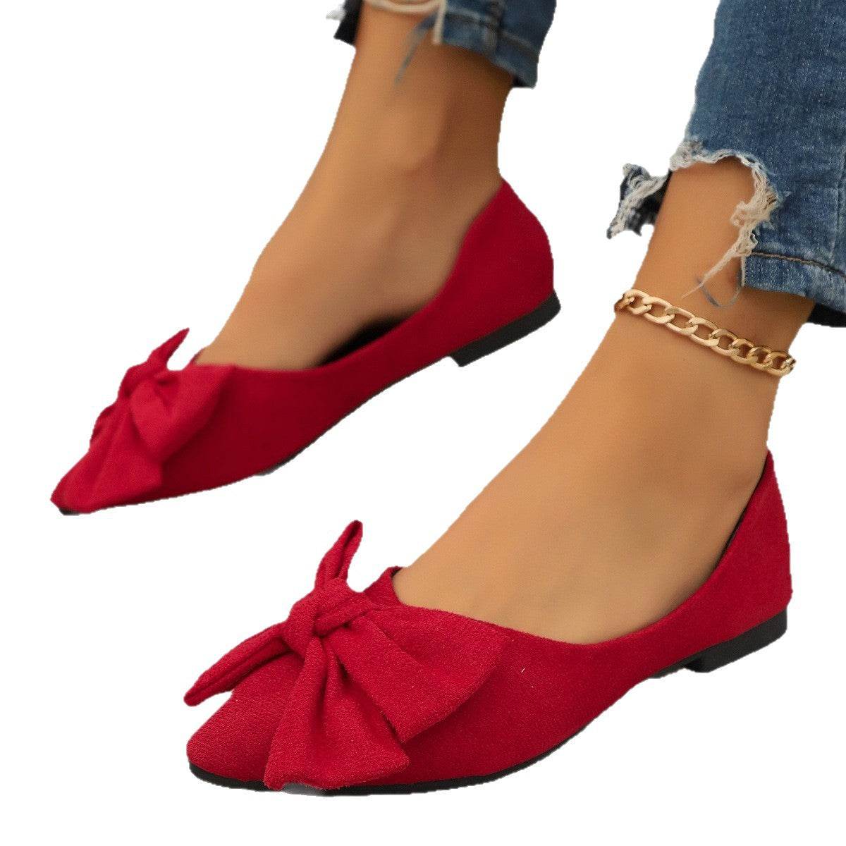 Damen Ballerinas mit eleganter Schleifenapplikation und spitzem Zehenbereich