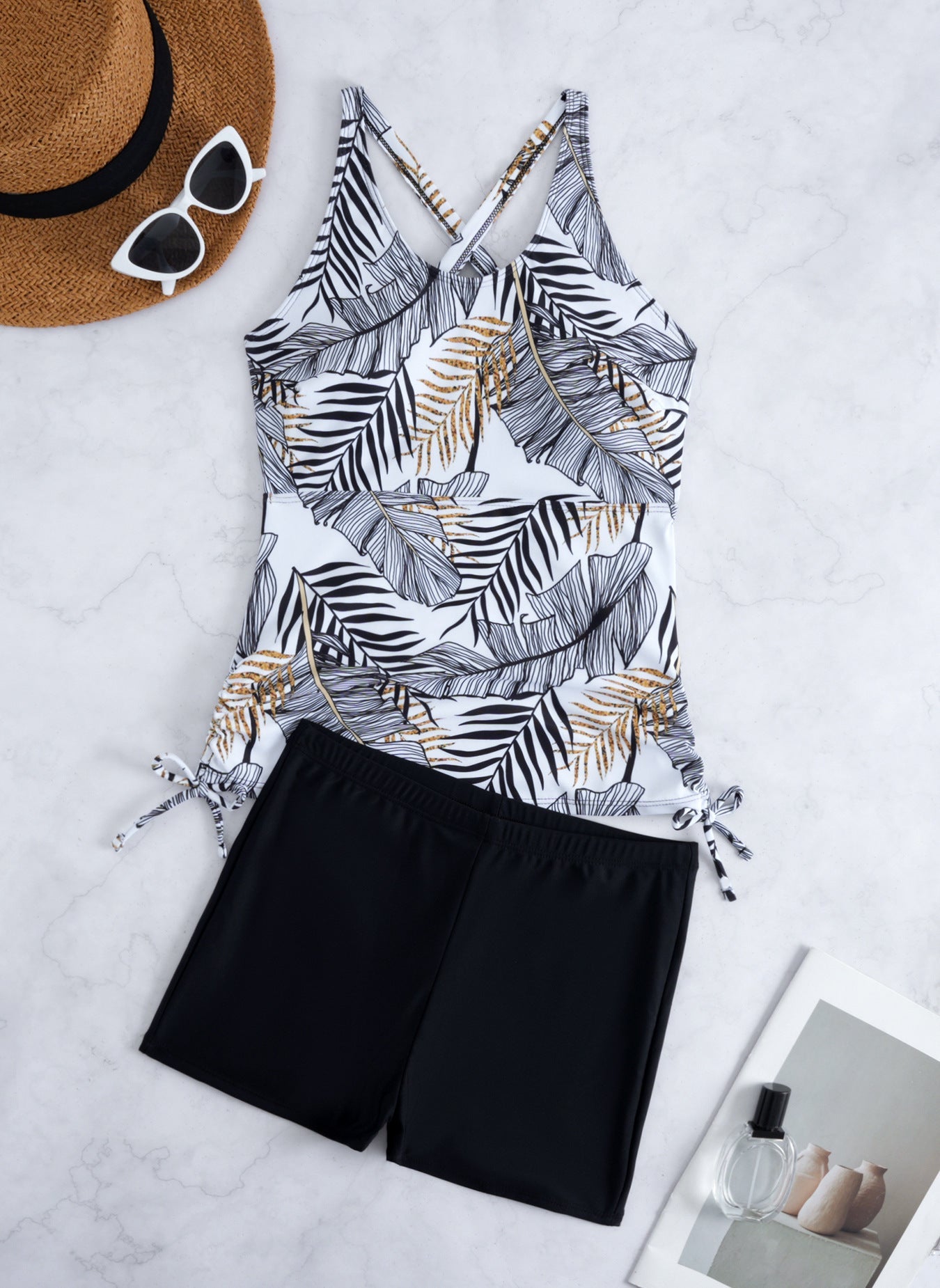 Damen Tankini-Set mit floralem Oberteil und bequemen Shorts
