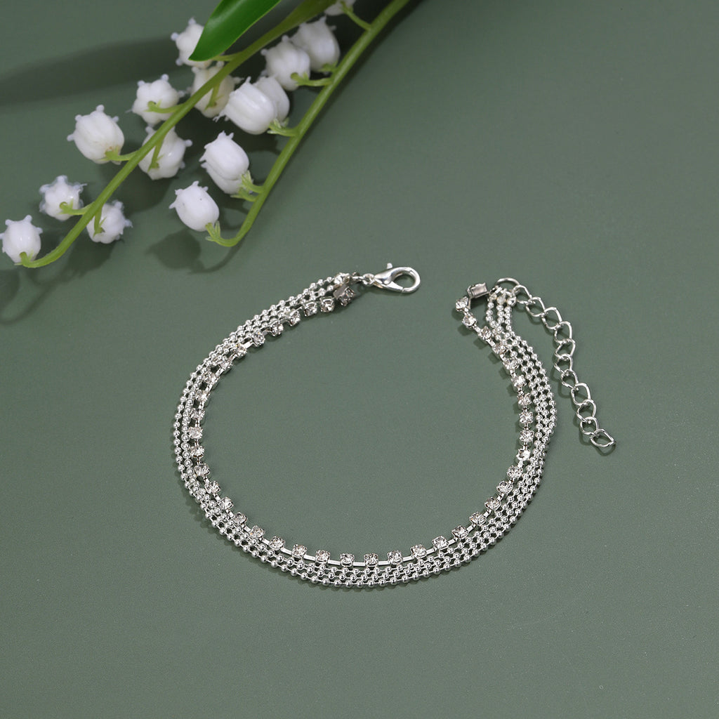 Damen Fußkettchen mit funkelnden Zirkonia und eleganter Gold-Oberfläche Shop Nory