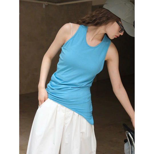 Damen Asymmetrisches Layering-Top mit verlängertem Saum Shop Nory