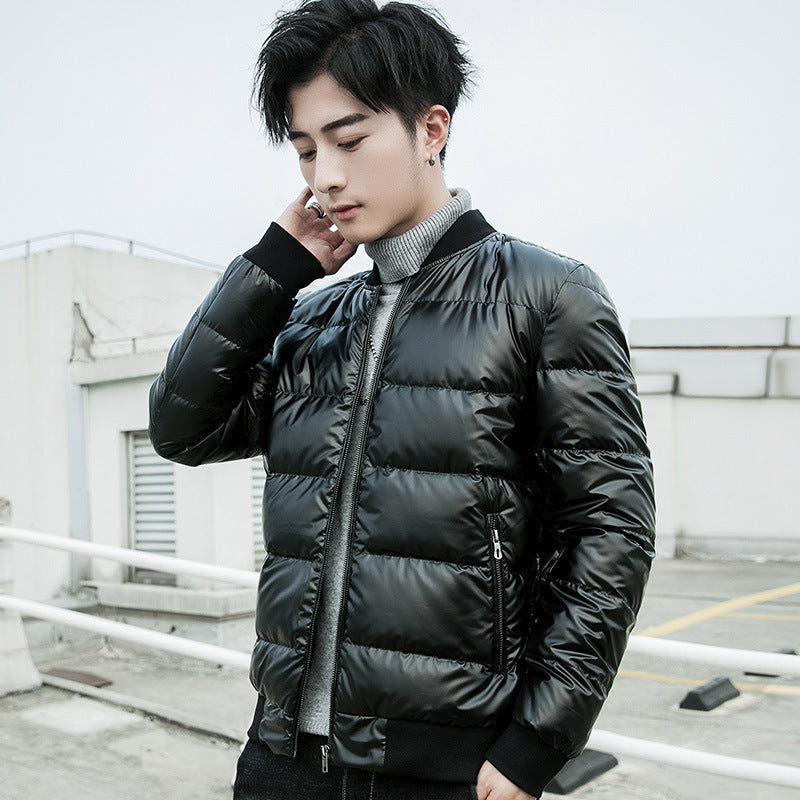 Herren gesteppte glänzende Thermo-Bomberjacke mit leichter Isolierung und gerippten Bündchen Shop Nory
