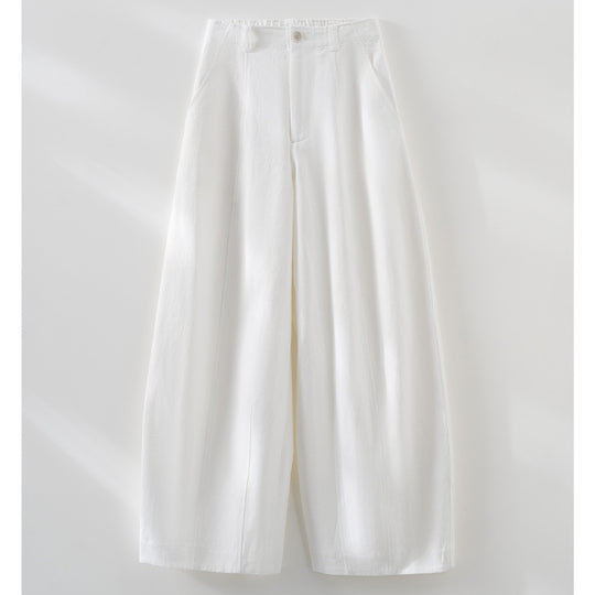 Damen Hochtaillierte weite Culotte-Hose aus Leinen‑Mix mit Bügelfalte und Eingrifftaschen Shop Nory