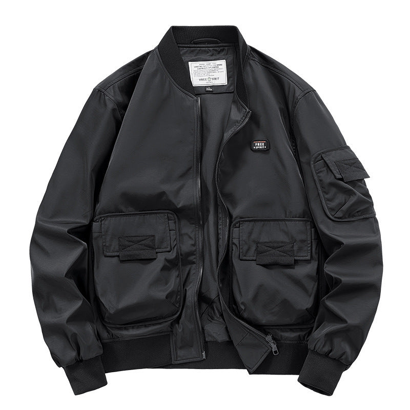 Herren leichter Nylon-Bomber mit Utility‑Taschen, Ärmel‑Organizer und geripptem Saum Shop Nory