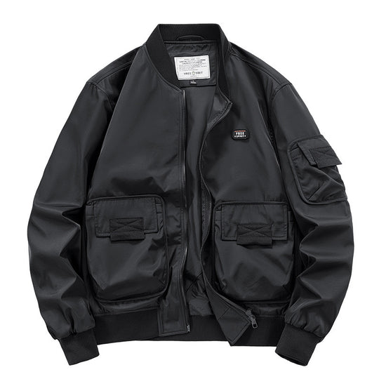 Herren leichter Nylon-Bomber mit Utility‑Taschen, Ärmel‑Organizer und geripptem Saum Shop Nory