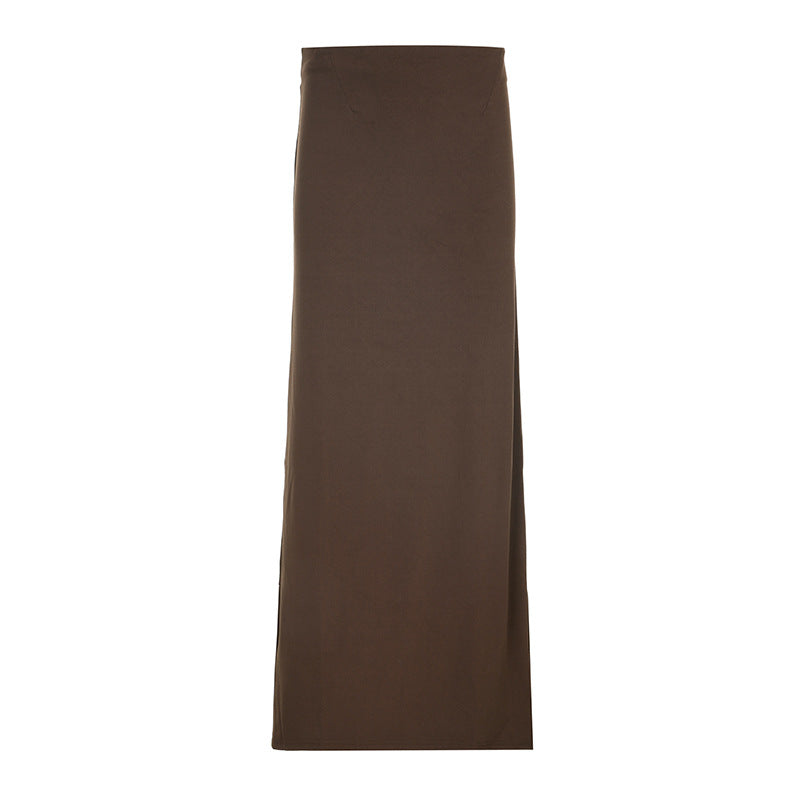 Damen nan taillierter Maxirock mit hohem Bund, geradem Fall und seitlichem Schlitz Shop Nory