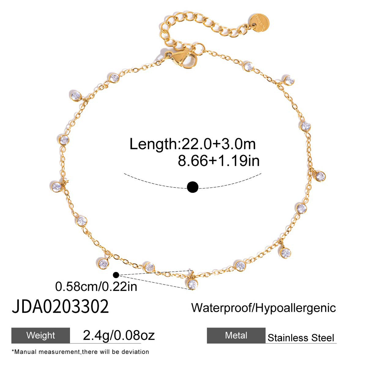 Damen Armband mit funkelnden Zirkonia-Anhängern und hypoallergenem Edelstahl Shop Nory