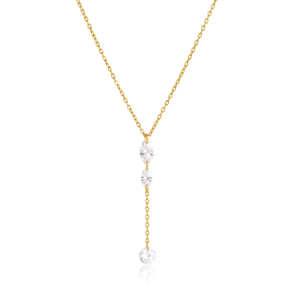 Damen Halskette mit funkelnden Kristall-Details aus rostfreiem Edelstahl Shop Nory