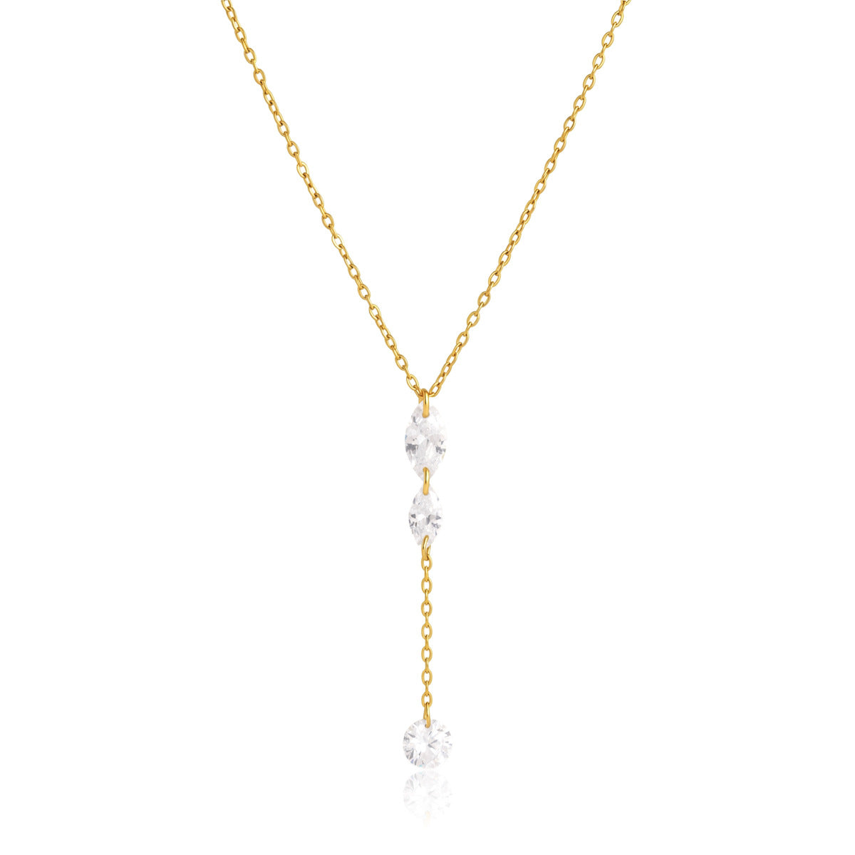 Damen Halskette mit funkelnden Kristall-Details aus rostfreiem Edelstahl Shop Nory