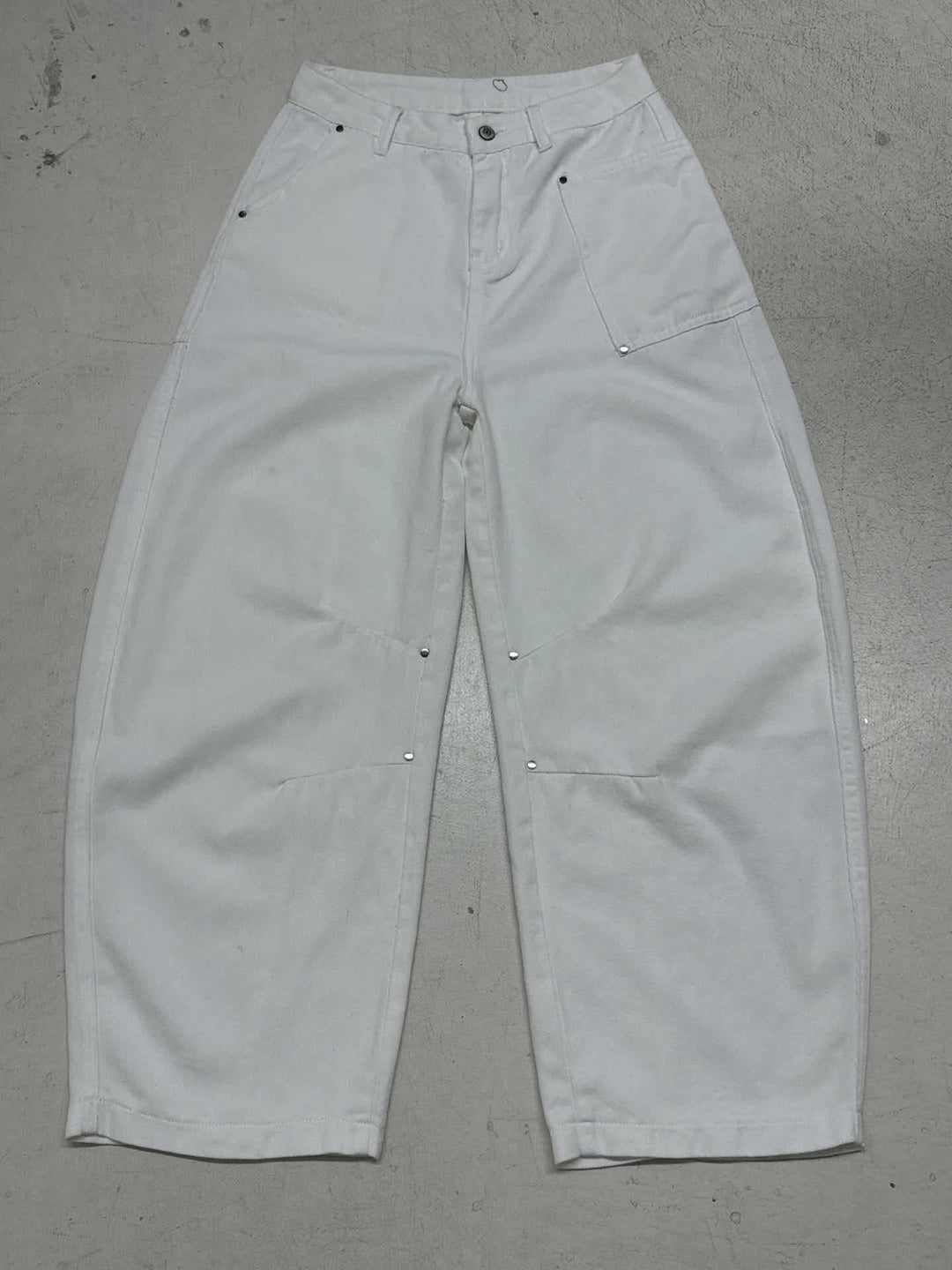 Damen nan weite Highwaist-Canvas-Hose im Carpenter‑Stil mit hohem Bund und aufgesetzten Taschen Shop Nory