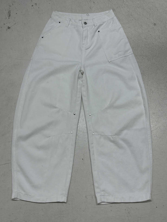 Damen nan weite Highwaist-Canvas-Hose im Carpenter‑Stil mit hohem Bund und aufgesetzten Taschen Shop Nory