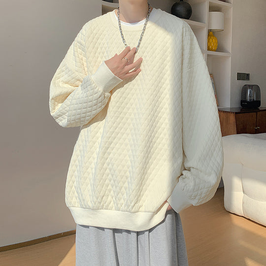 Herren Oversize-Quilt-Sweatshirt mit Rautenmuster und gerippten Bündchen Shop Nory