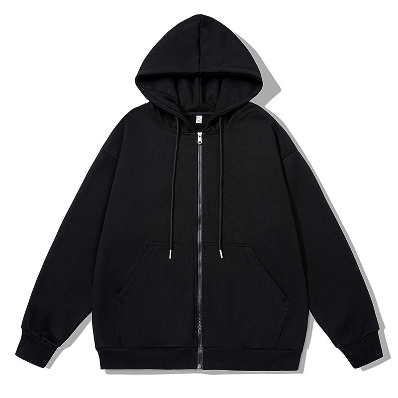 Unisex oversized Kapuzenjacke mit ausladendem Schulterschnitt, durchgehendem Reißverschluss und French-Terry Shop Nory