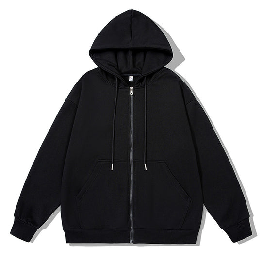 Unisex oversized Kapuzenjacke mit ausladendem Schulterschnitt, durchgehendem Reißverschluss und French-Terry Shop Nory