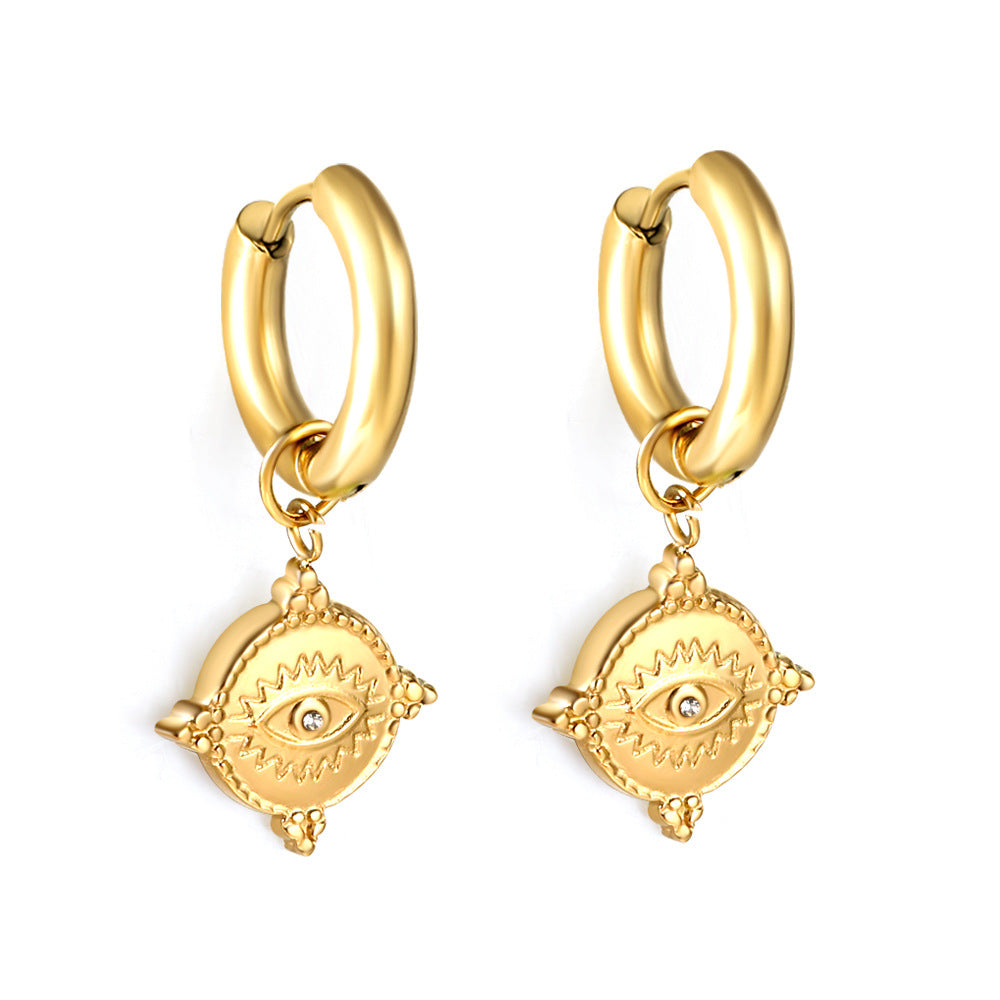 Damen Hängende Ohrringe aus hochwertigem Edelstahl mit kunstvollem goldplattierten Design Shop Nory