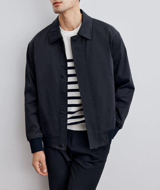 Herren klassische Harringtonjacke mit Rippsaum und verdecktem Reißverschluss Shop Nory