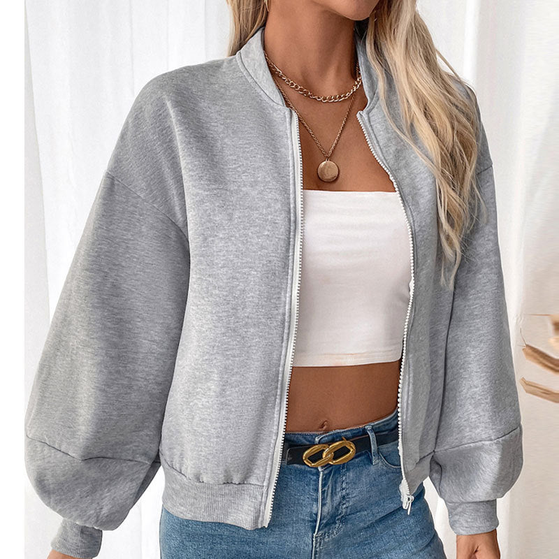 Damen lässige Sweatjacke mit voluminösen Ärmeln