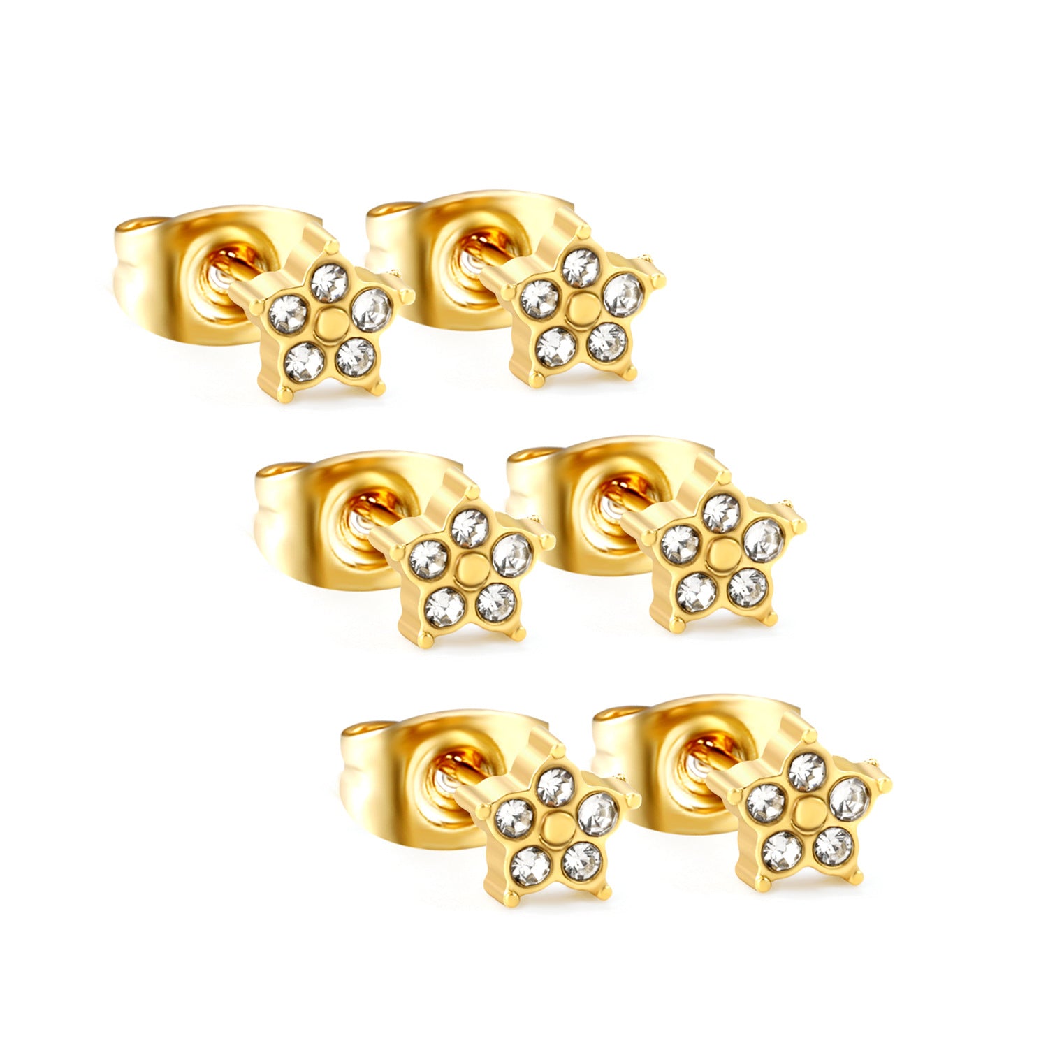 Damen Ohrstecker mit funkelndem Blütenmotiv aus hochwertigem Edelstahl Shop Nory