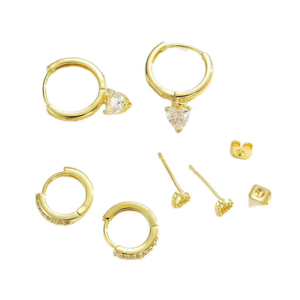 Damen Ohrschmuck-Set mit funkelnden Herz- und Kristallelementen Shop Nory