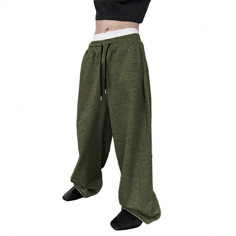 Damen weite Oversize Jogginghose mit tiefem Schritt, elastischem Bund und Kordelzug Shop Nory
