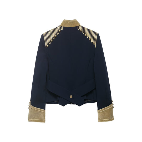 Damen Militärinspirierte Kurzjacke mit goldener Kordelverzierung und Samtmanschetten Shop Nory