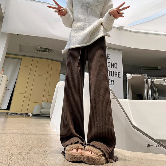 Damen Weit geschnittene Rippstrick-Hose Shop Nory
